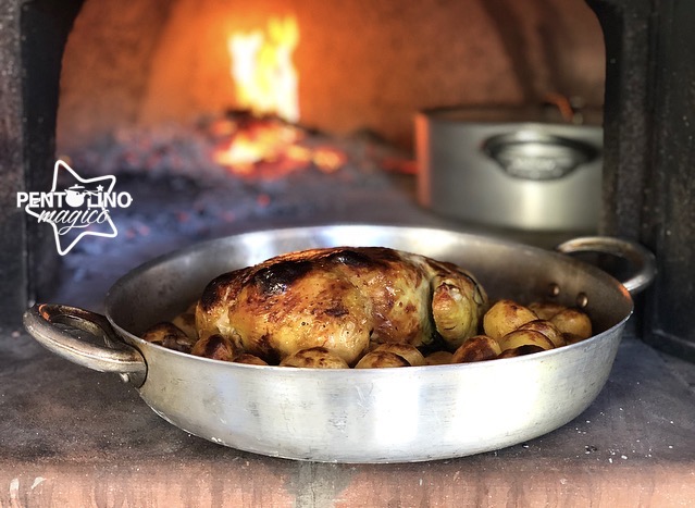 Pollo ripieno con patate